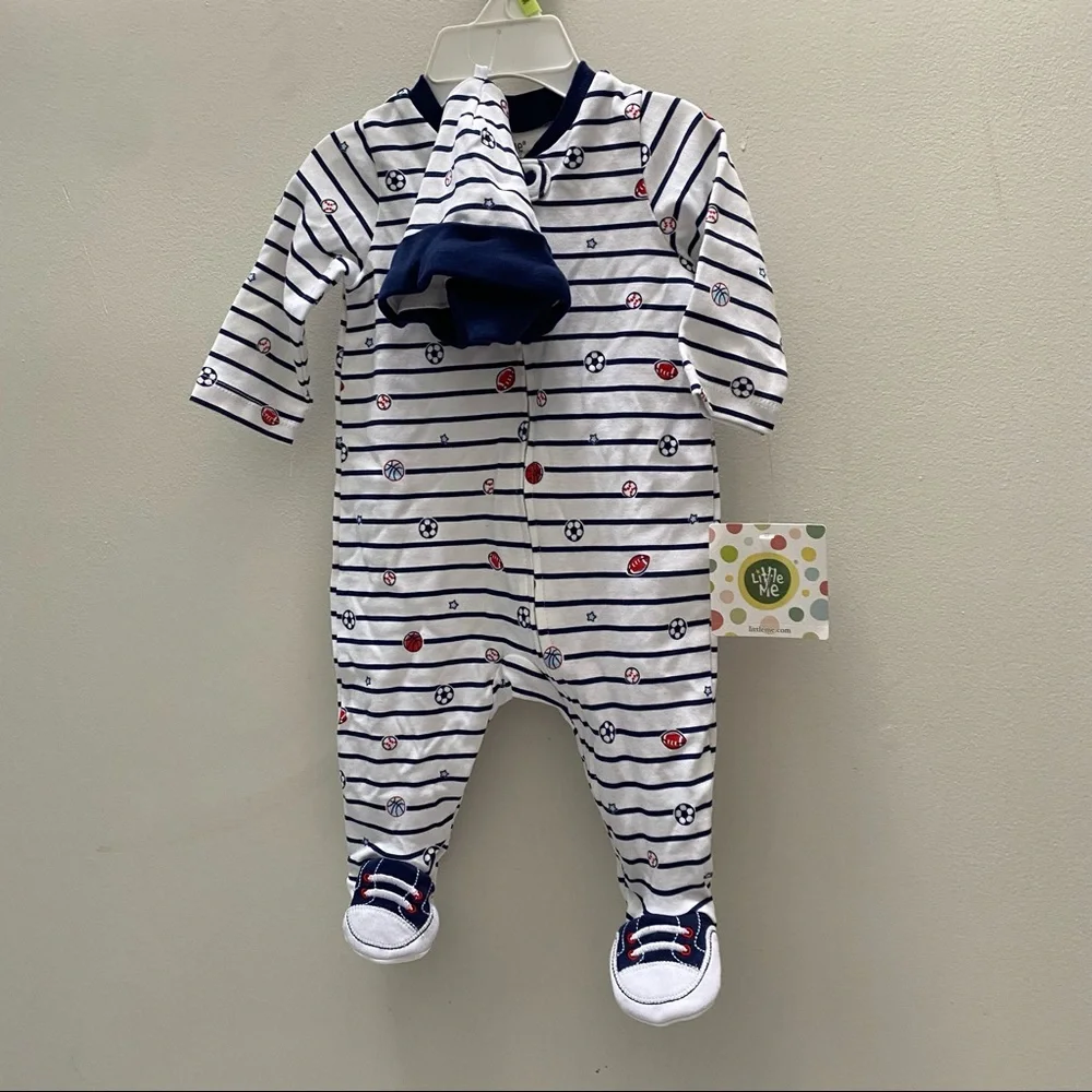 Sports Star Footed One-Piece and Hat by Little Me